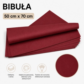 Bibuła 50cm x 70cm, 40 arkuszy, bordo