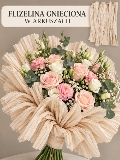 Flizelina w arkuszach 5szt, 50cm x 150cm, beż
