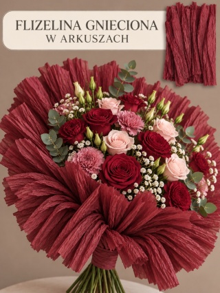 Flizelina w arkuszach 5szt, 50cm x 150cm, bordo