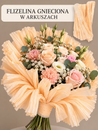 Flizelina w arkuszach 5szt, 50cm x 150cm, brzoskwinia