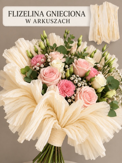 Flizelina w arkuszach 5szt, 50cm x 150cm, krem
