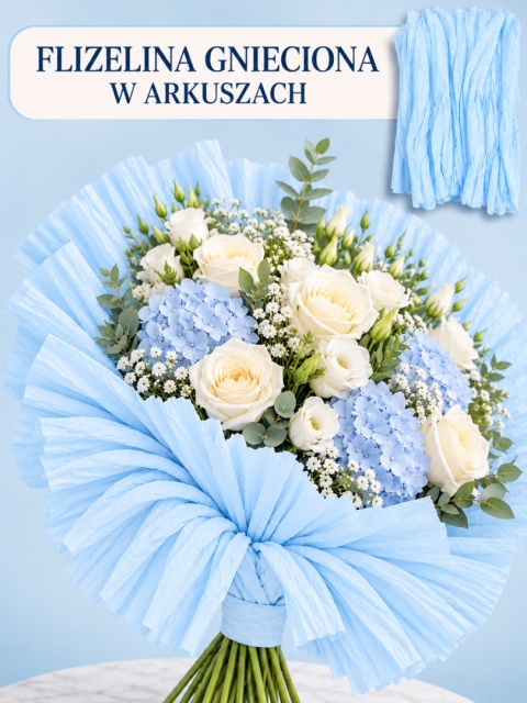 Flizelina w arkuszach 5szt, 50cm x 150cm, niebieski