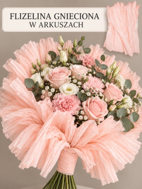 Flizelina w arkuszach 5szt, 50cm x 150cm, różowy