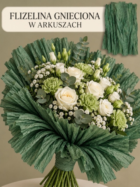 Flizelina w arkuszach 5szt, 50cm x 150cm, zielony
