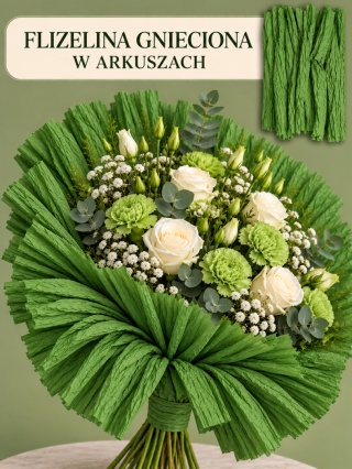 Flizelina w arkuszach 5szt, 50cm x 150cm, zielony