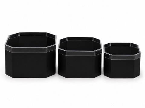 Flower box kpl 3 szt - 24 x 24 x 13 cm, czarny