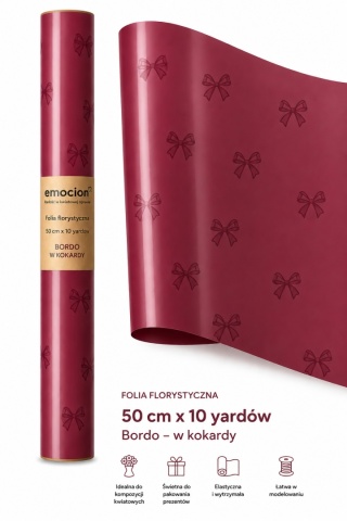 Folia florystyczna w kokardy - 50cm x 10y, bordo