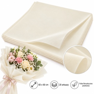 Folia piankowa w arkuszach - 60cm x 60cm, krem (20 szt)