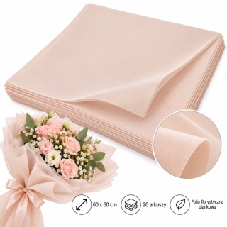 Folia piankowa w arkuszach - 60cm x 60cm, delikatny róż (20 szt)