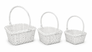 Kosz wiklinowy z folia kpl 3 szt 45 x 20 cm, biały