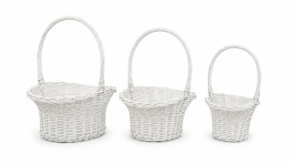 Kosz wiklinowy z folią kpl 3 szt 50 x 28 cm, biały