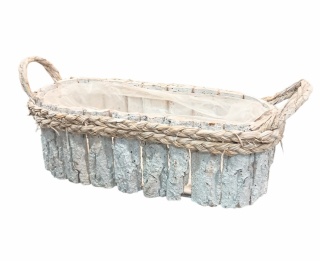 Koszyk drewniany z folią 38 cm x 16 cm, bielony
