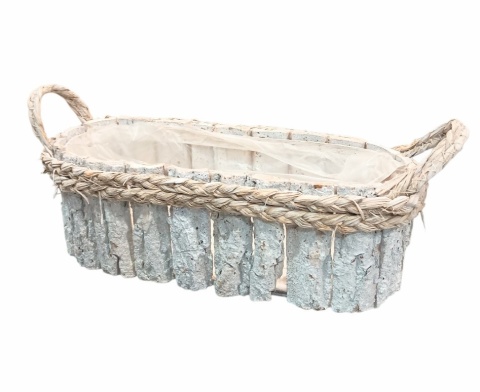 Koszyk drewniany z folią 38 cm x 16 cm, bielony