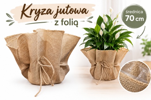 Kryza jutowa z folią 70 cm, brąz