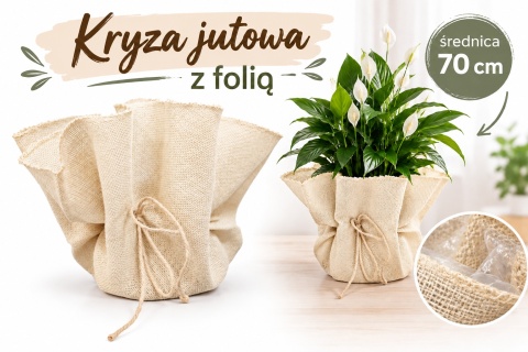 Kryza jutowa z folią 70 cm, krem