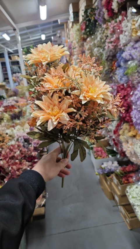 Umelý kvet - kytica, dahlia s príslušenstvom, 45x25cm, mix farieb