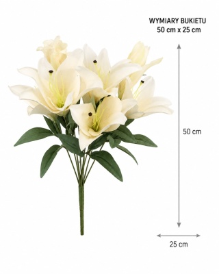 Lily - kytica, 50 cm x 25 cm, smotana