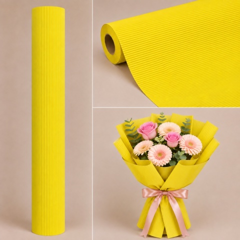 Papier karbowany - 50cm x 10m, żółty