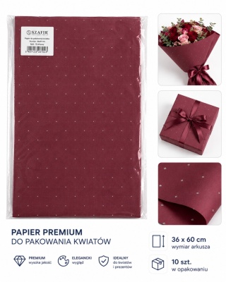 Papier premium z diamentami - 38x60cm, burgund