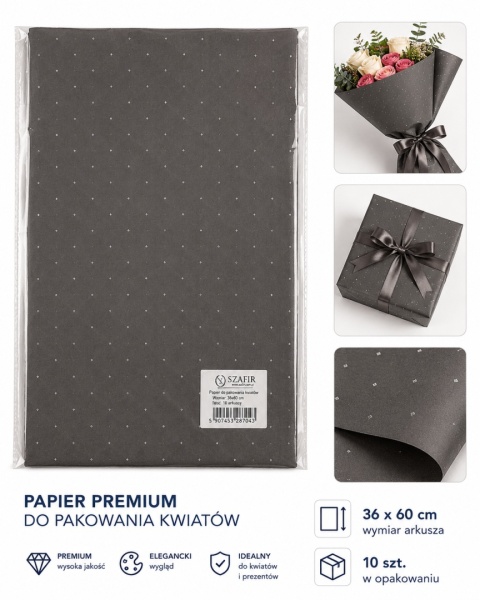 Papier premium z diamentami - 38x60cm, czarny