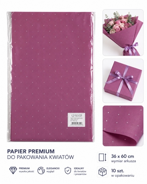 Papier premium z diamentami - 38x60cm, fiolet