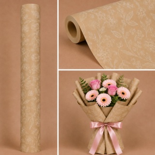 Papier w rolce - 50cm x 8m, kwiaty polne