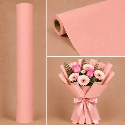 Papier bibuła w rolce - 50cm x 8m, różowy