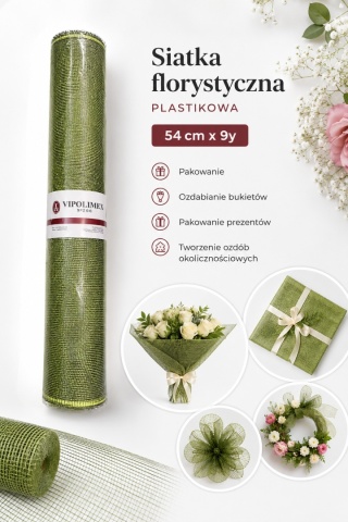Plastikowa siatka florystyczna - 54cm x 9y, zielony