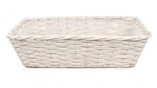 Pozdĺžny prútený košík s fóliou 40 x 20 x 13 cm, biely