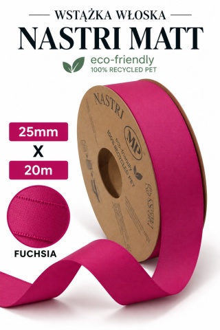 RECYCLED PET RIBBON 25mm 20m FUCHSIA