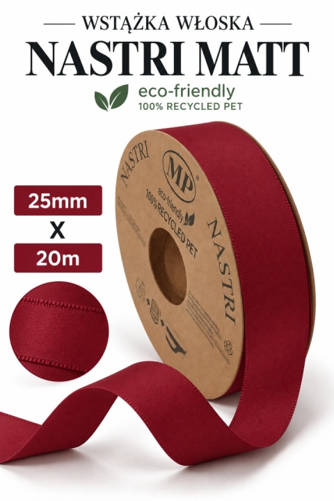 RECYCLED PET RIBBON 25mm 20m RED