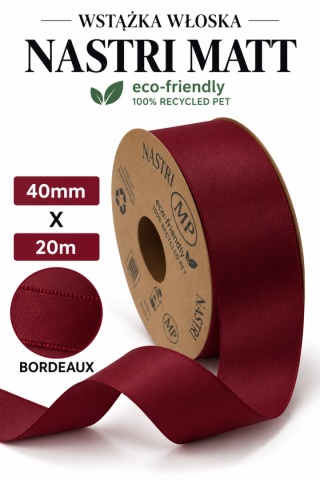 RECYCLED PET RIBBON 40mm 20m BORDEAUX