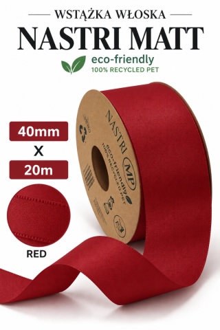 RECYCLED PET RIBBON 40mm 20m RED