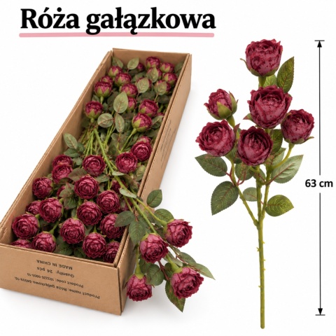 Róża gałązkowa 63 cm, bordo