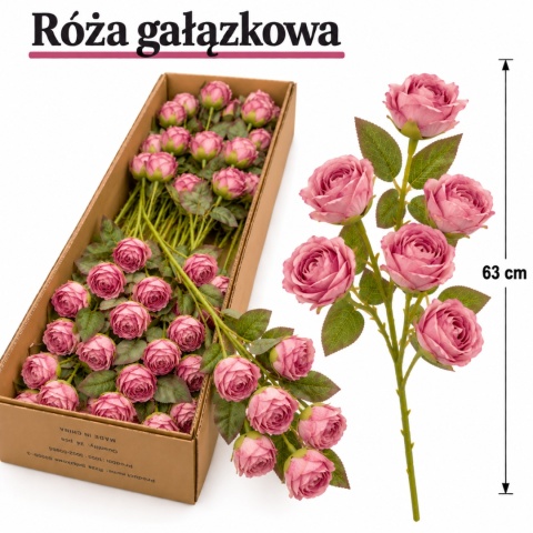 Róża gałązkowa 63 cm, ciemny róż