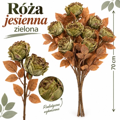 Róża podwójna jesienna 70 cm, zielony