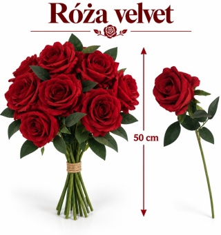 Róża pojedyńcz velvet 50 cm, bordo