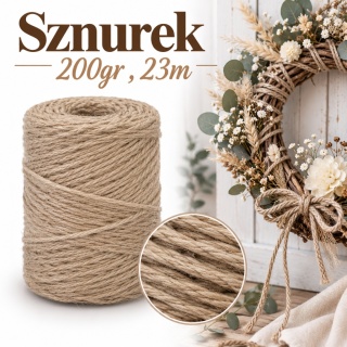 Sznurek jutowy 200gr 23m, naturalny