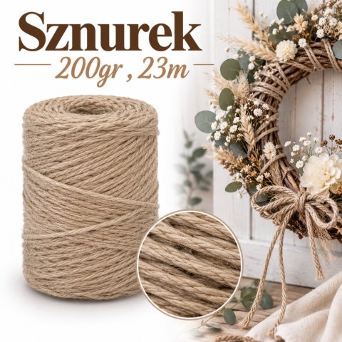 Sznurek jutowy 200gr 23m, naturalny