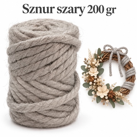 Sznurek jutowy 200gr, szary