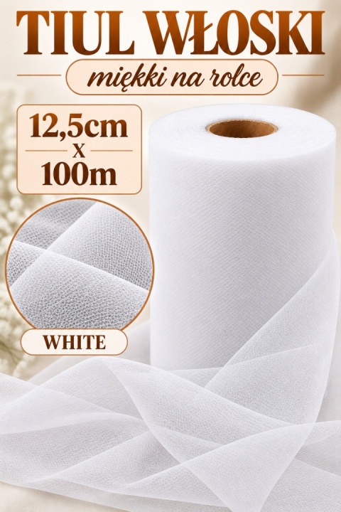 TULLE ROLL 12,5 cm x 100m, white