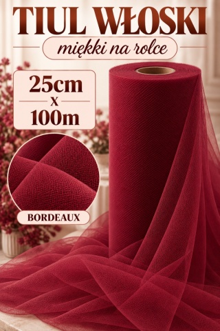 TULLE ROLL 25 cm x 100m, bordeaux
