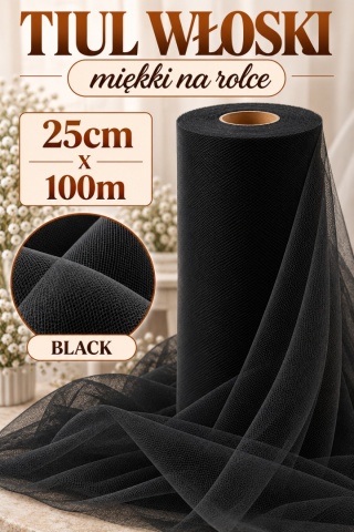 TULLE ROLL 25 cm x 100m, black