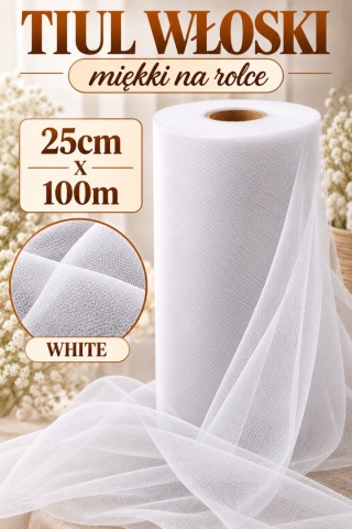 TULLE ROLL 25 cm x 100m, white