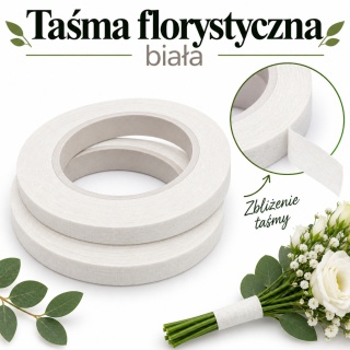 Taśma florystyczna OASIS® – 13 mm × 27 m, biała, op. 2 szt.
