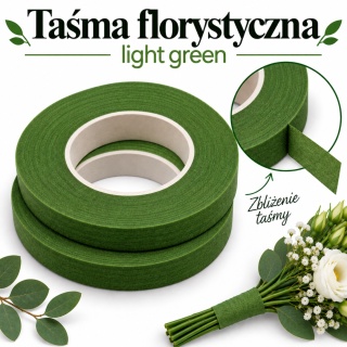 Taśma florystyczna OASIS® – 13 mm × 27 m, jasnozielona, op. 2 szt.