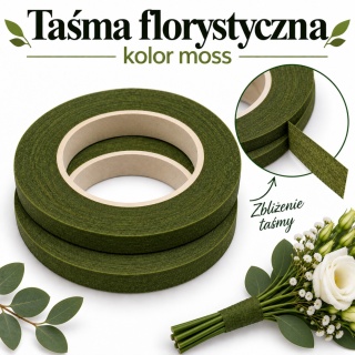 Taśma florystyczna, zieleń mchu, 13 mm x 27 m op. 2szt | OASIS®