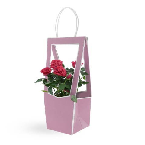 Torebka Papierowa Prezentowa z okienkiem na kwiaty 10x35cm ⌀ 10-12cm