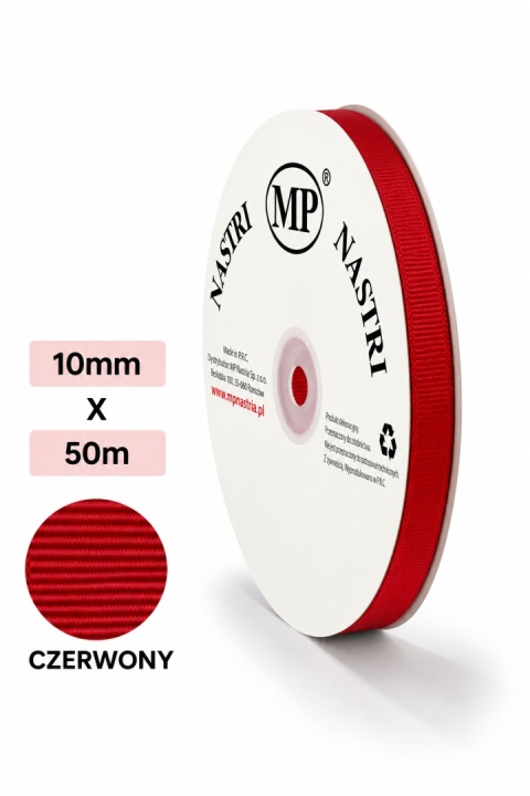 WSTĄŻKA RYPSOWA CIEMNY CZERWONY 50M X 1CM