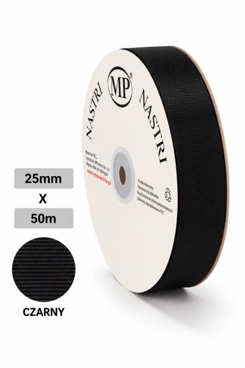 WSTĄŻKA RYPSOWA CZARNA 50M X 2,5CM